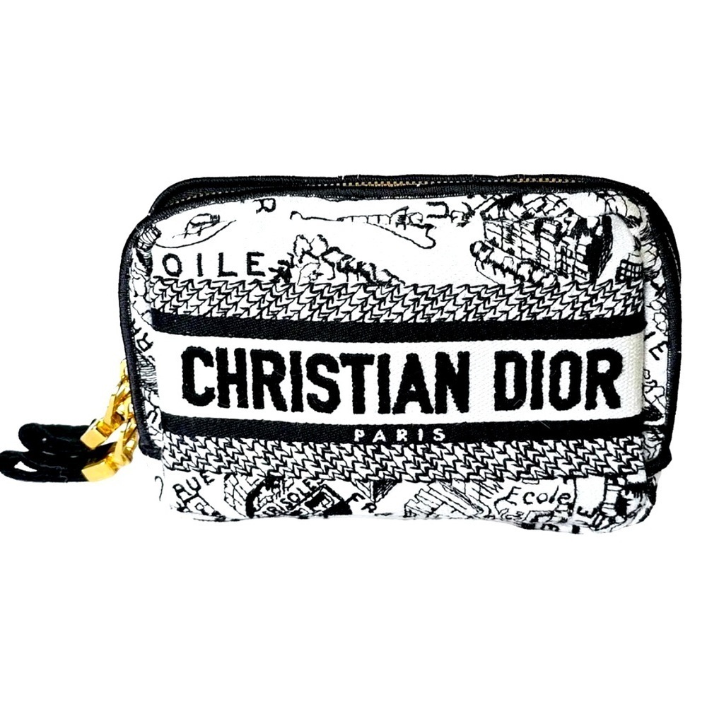 CHRISTIAN DIOR  Plan de Paris Canvas Embroidered Cosmetic Bag - Picture 10 of 11